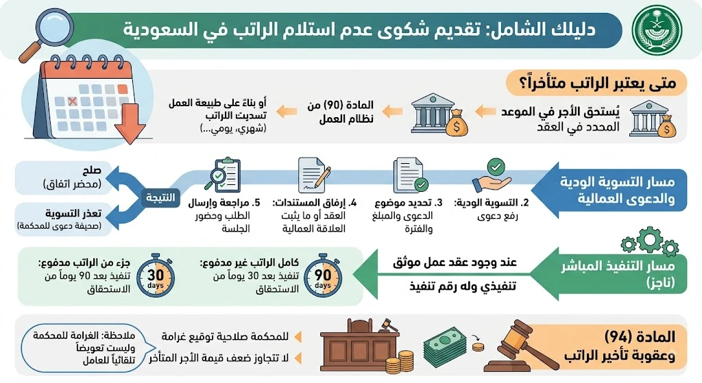 انفوغرافيك شكوى عدم استلام راتب في السعودية