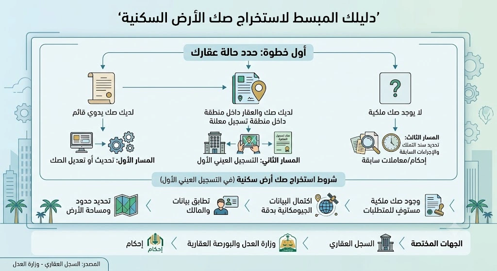انفوغرافيك شروط استخراج صك أرض سكنية