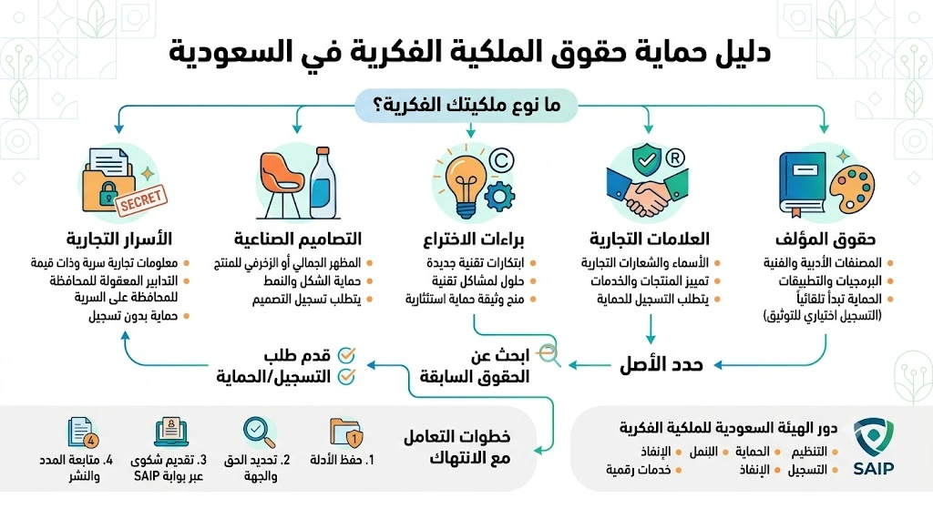 حقوق الملكية الفكرية في السعودية 1 انفوغرافيك حقوق الملكية الفكرية في السعودية