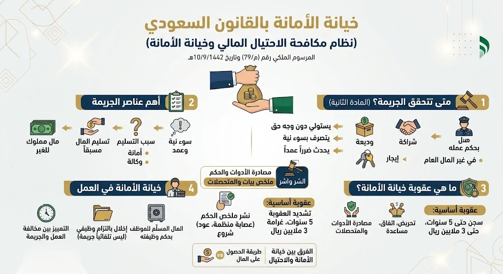 انفوغرافيك خيانة الأمانة بالقانون السعودي