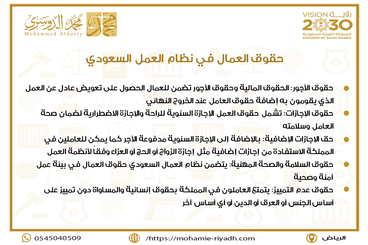 حقوق العمال في نظام العمل السعودي