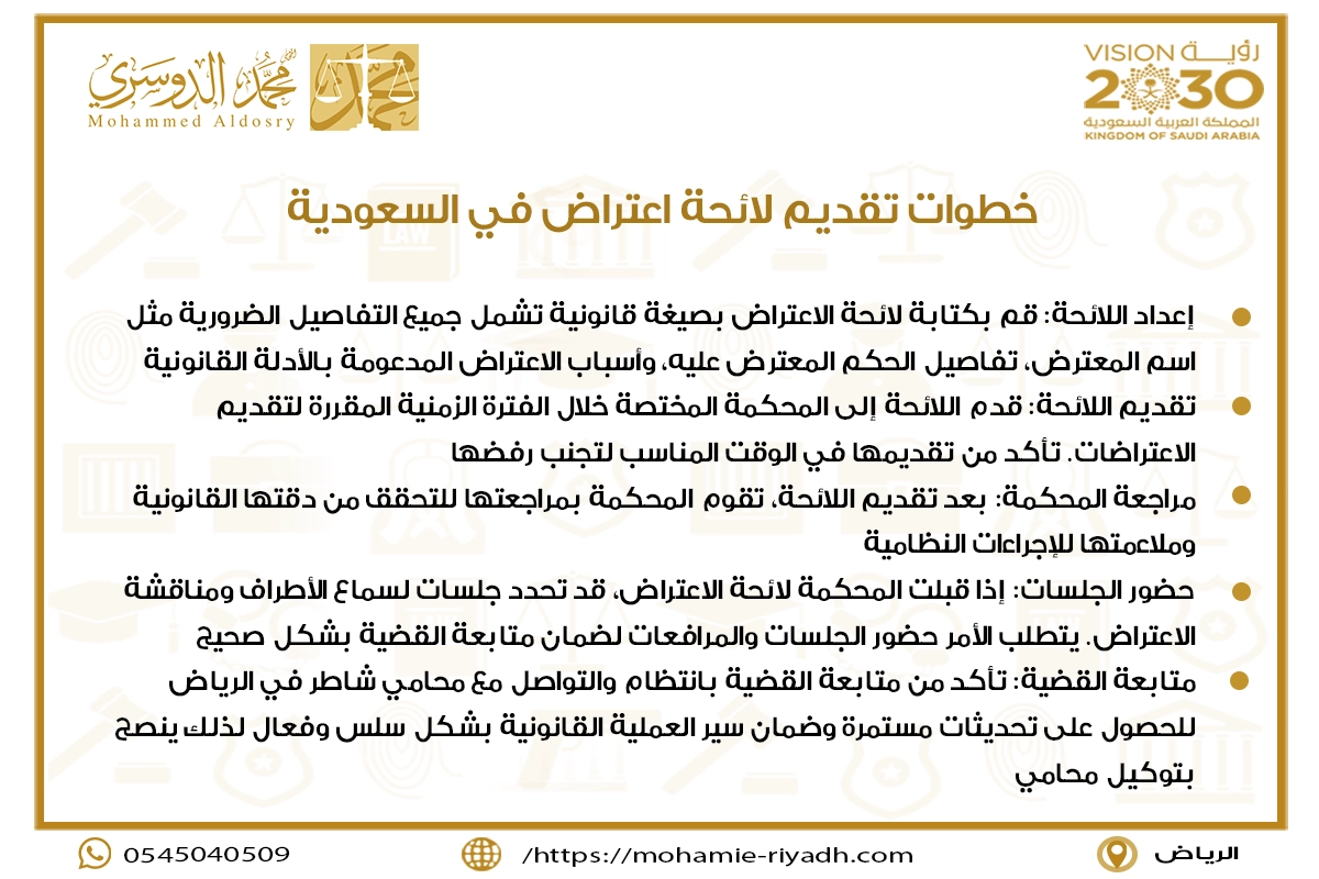 خطوات تقديم لائحة اعتراض في السعودية
