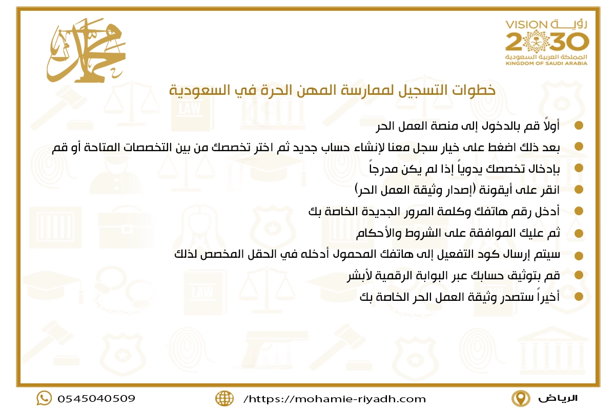 خطوات التسجيل لممارسة المهن الحرة في السعودية