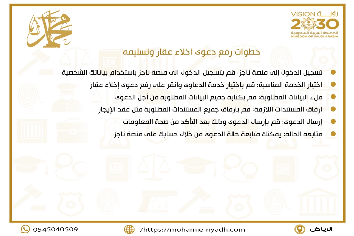 خطوات رفع دعوى اخلاء عقار وتسليمه