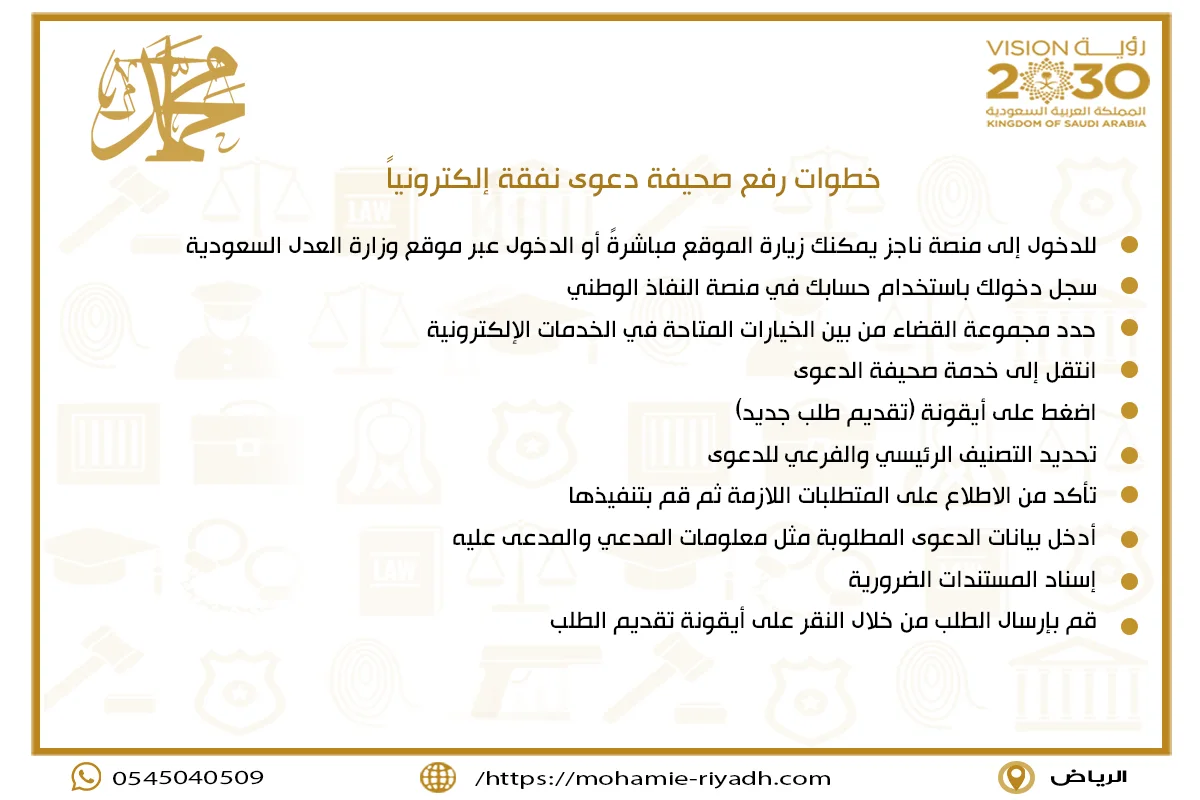 خطوات رفع صحيفة دعوى نفقة إلكترونياً