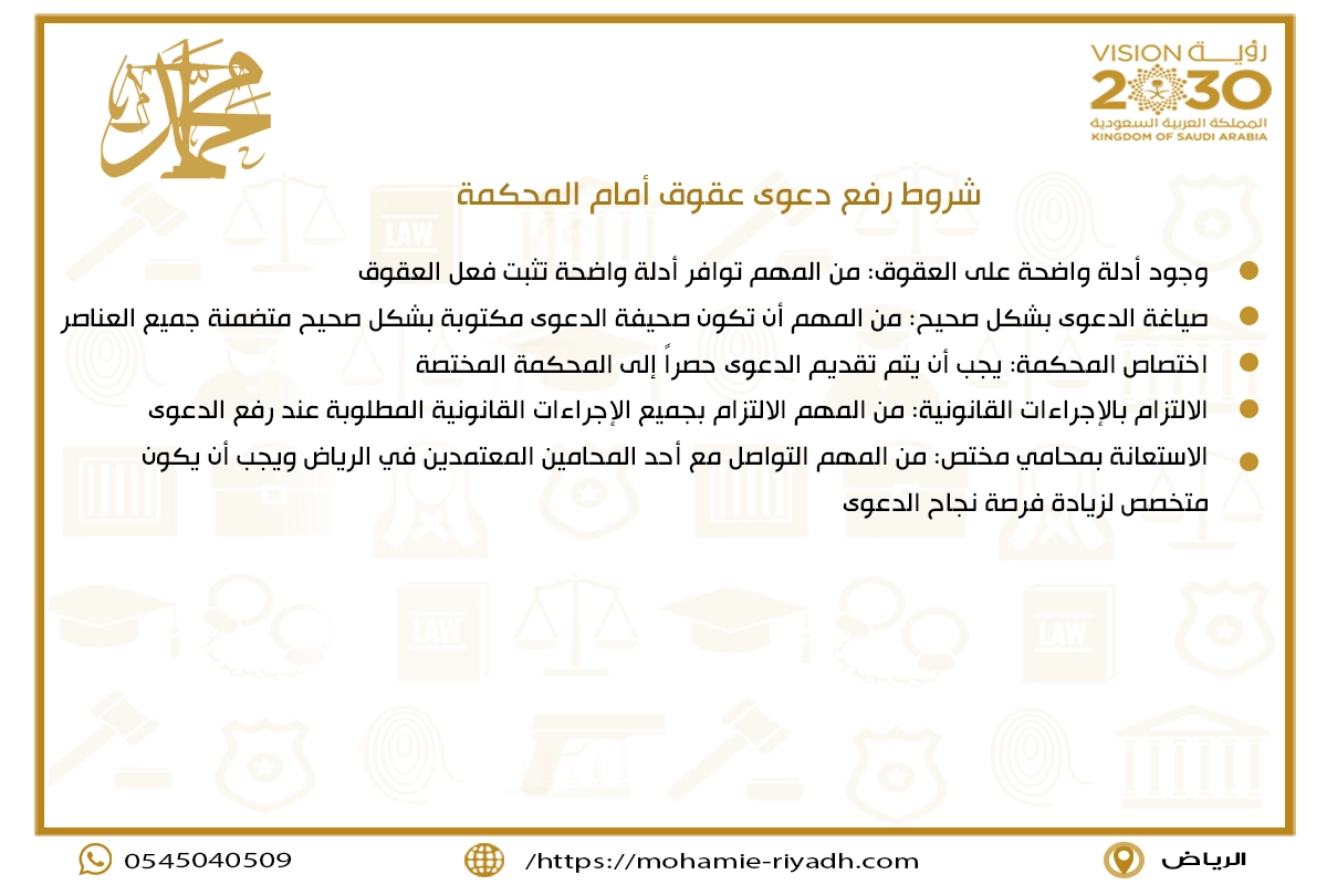 شروط رفع دعوى عقوق أمام المحكمة