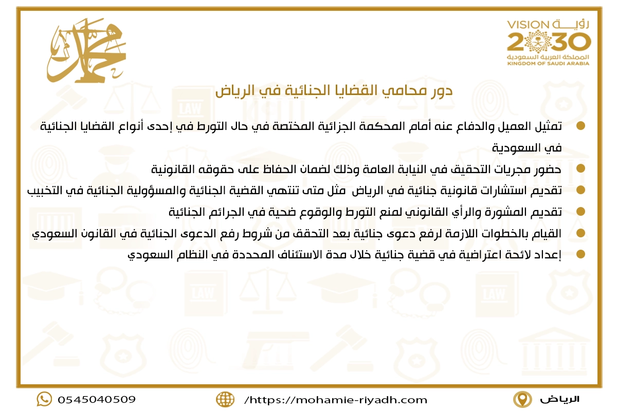 دور محامي القضايا الجنائية في الرياض
