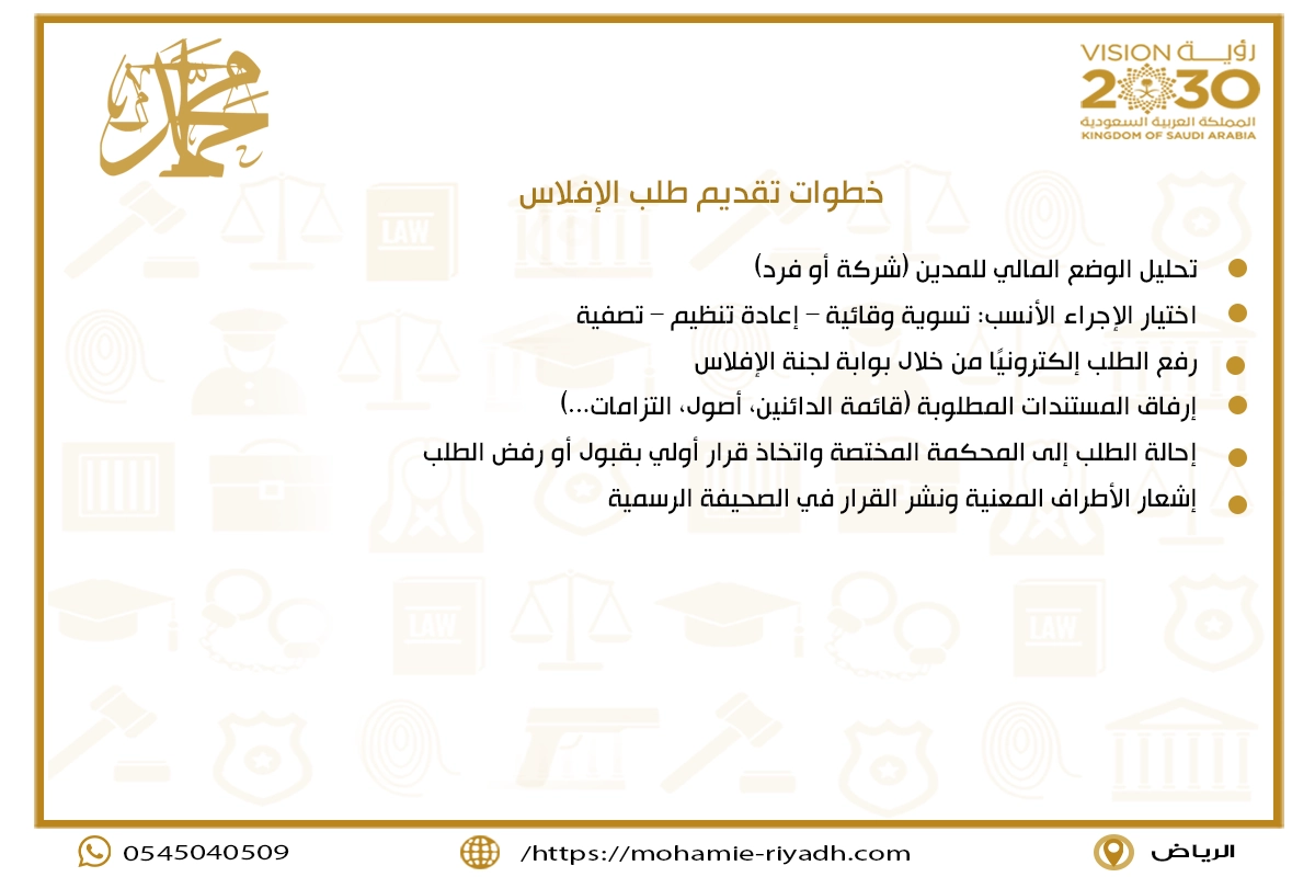 خطوات تقديم طلب الإفلاس