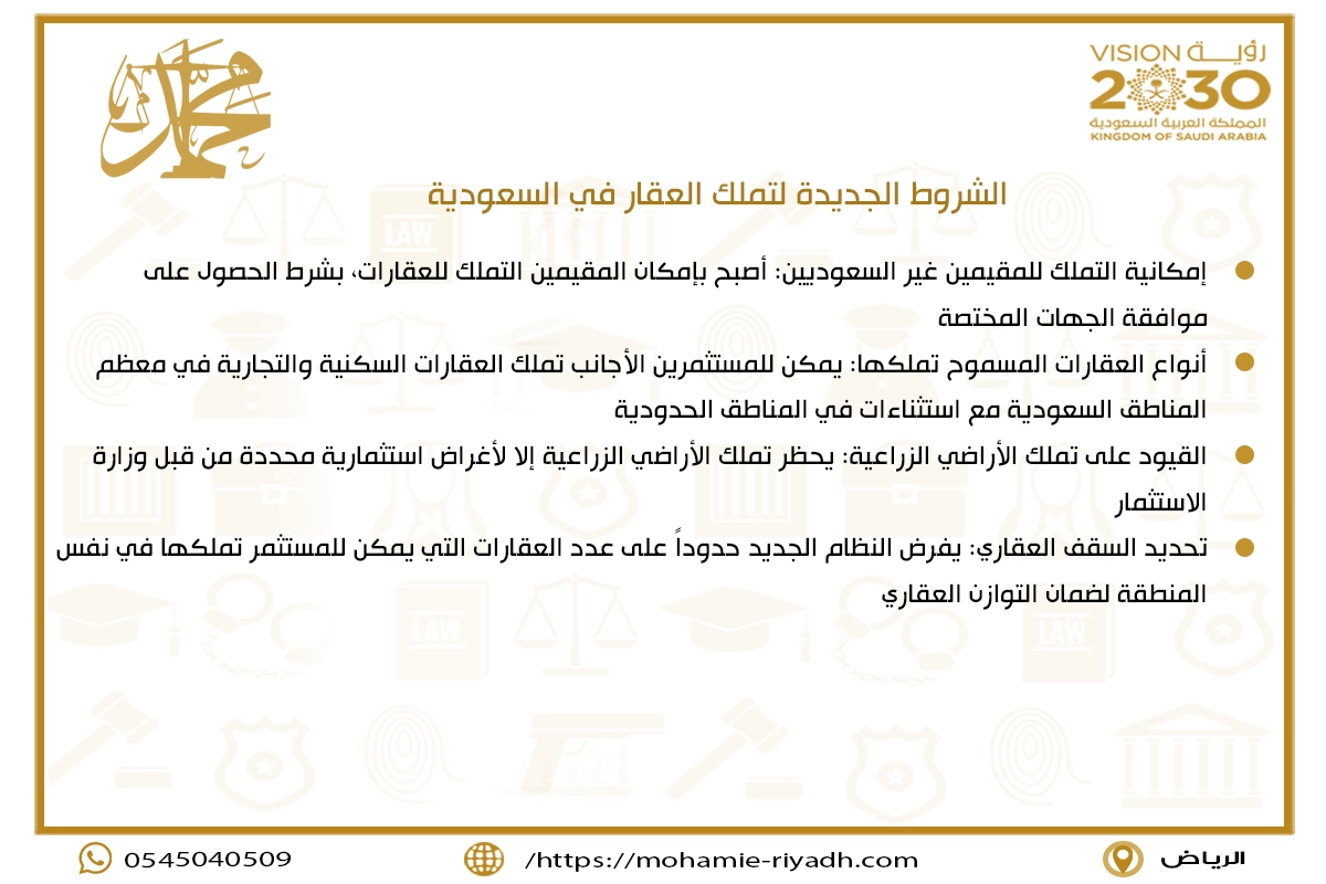 الشروط الجديدة لتملك العقار في السعودية