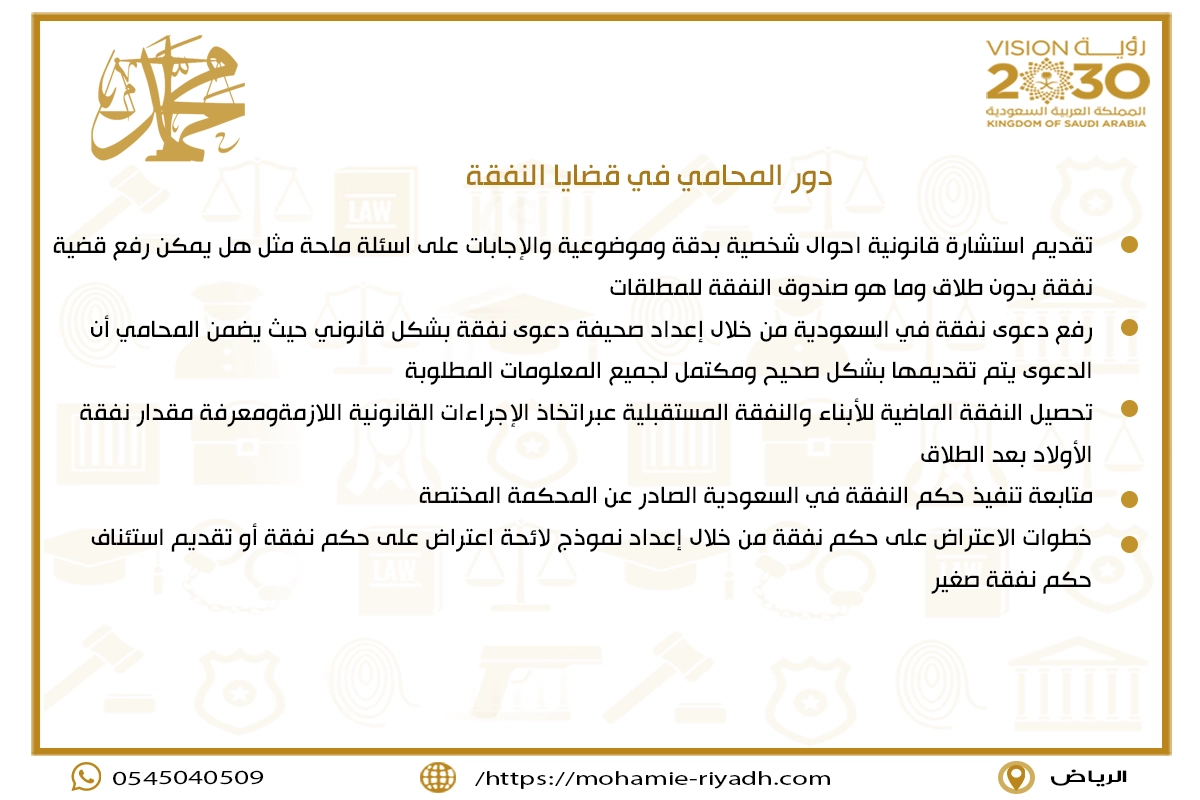 دور المحامي في قضايا النفقة