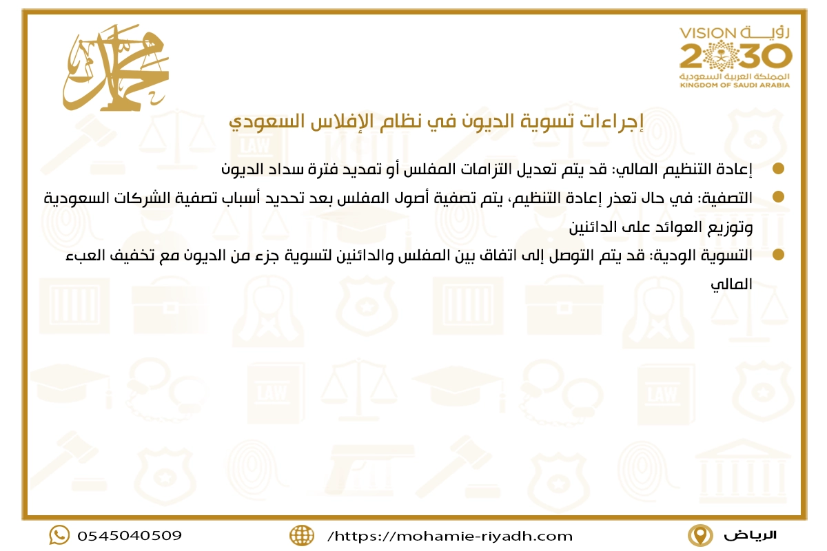 إجراءات تسوية الديون في نظام الإفلاس السعودي