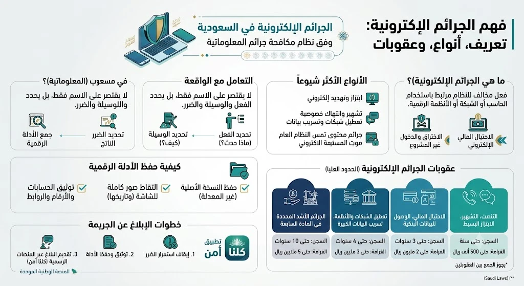 الجرائم الإلكترونية في السعودية 1 انفوغرافيك الجرائم الإلكترونية في السعودية