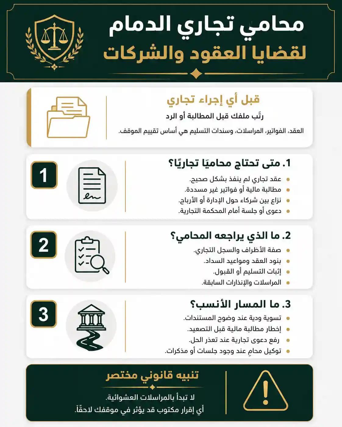 انفوغرافيك محامي تجاري الدمام